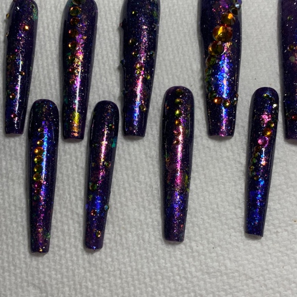 Luxury Press-On Gel Nails 3XL Coffin/Ballerina Nebula - Picture 4 of 5